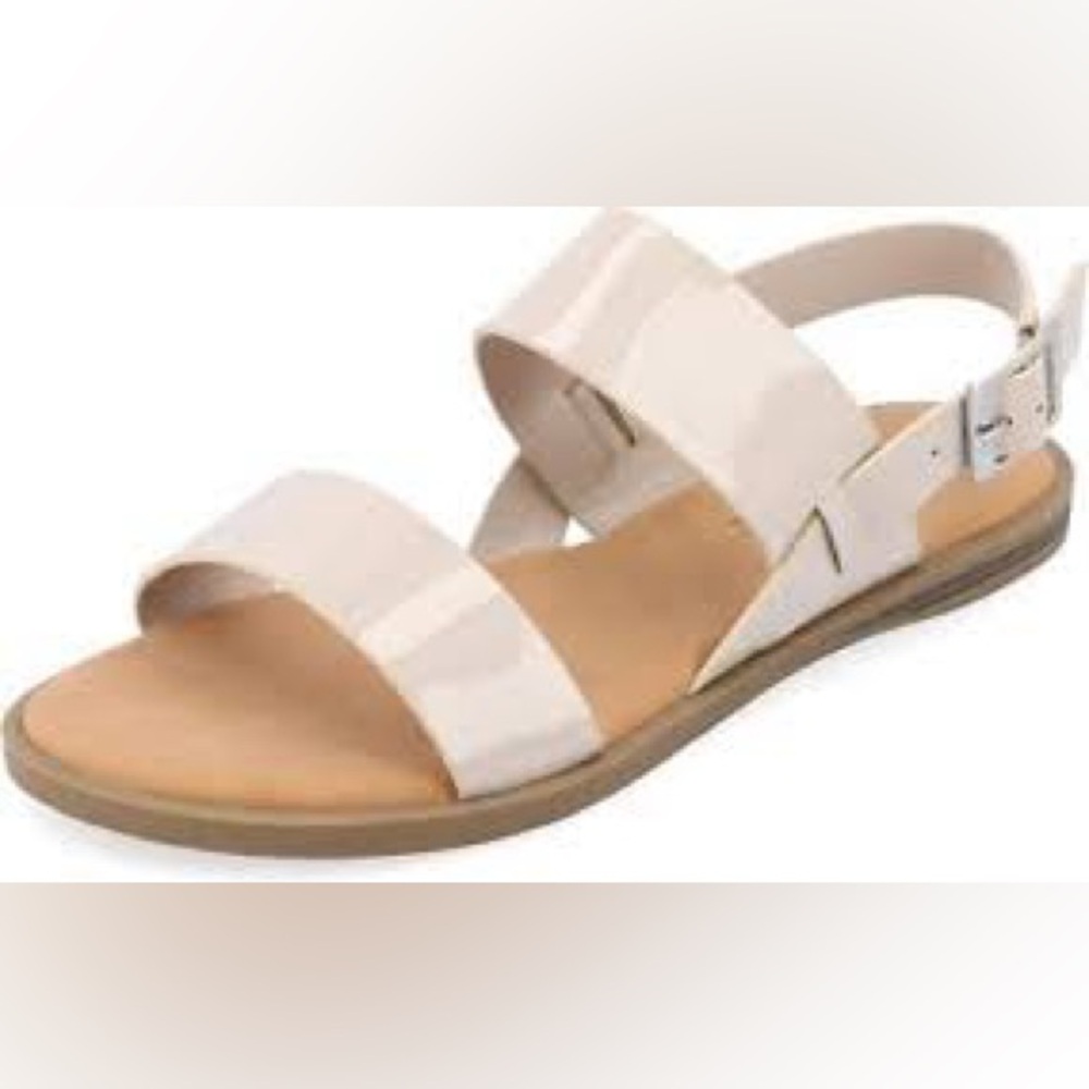 Journee Collection Cream Sandals with Adjustable Ankle Strap